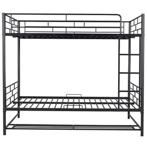 HomeRoots Black Full Over Full Metal Bunk Bed with Safety Guardrails, Versatile Storage & Modern Style Design 590387