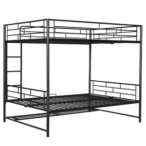 HomeRoots Black Full Over Full Metal Bunk Bed with Safety Guardrails, Versatile Storage & Modern Style Design 590387