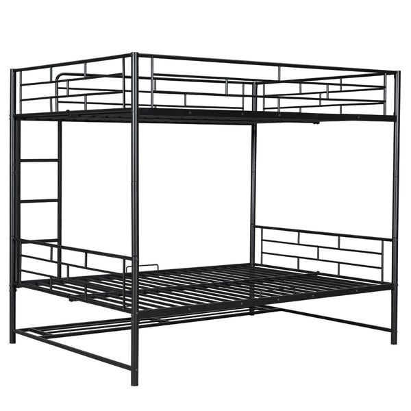 HomeRoots Black Full Over Full Metal Bunk Bed with Safety Guardrails, Versatile Storage & Modern Style Design 590387