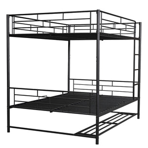 HomeRoots Black Full Over Full Metal Bunk Bed with Safety Guardrails, Versatile Storage & Modern Style Design 590387