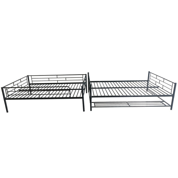HomeRoots Black Full Over Full Metal Bunk Bed with Safety Guardrails, Versatile Storage & Modern Style Design 590387