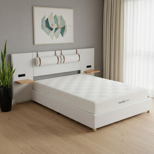HomeRoots Beige Tufted Upholstered Queen Bed Frame with USB Charging – Modern Comfort & Style for Your Bedroom 590400