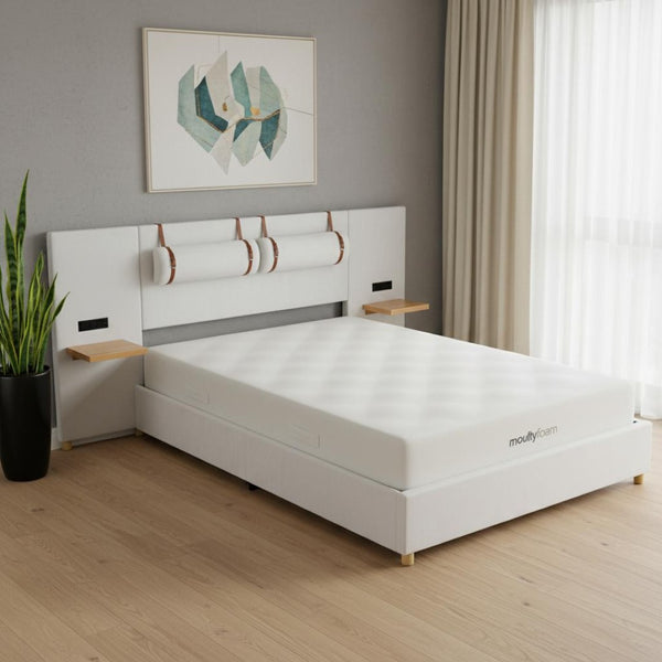 HomeRoots Beige Tufted Upholstered Queen Bed Frame with USB Charging – Modern Comfort & Style for Your Bedroom 590400