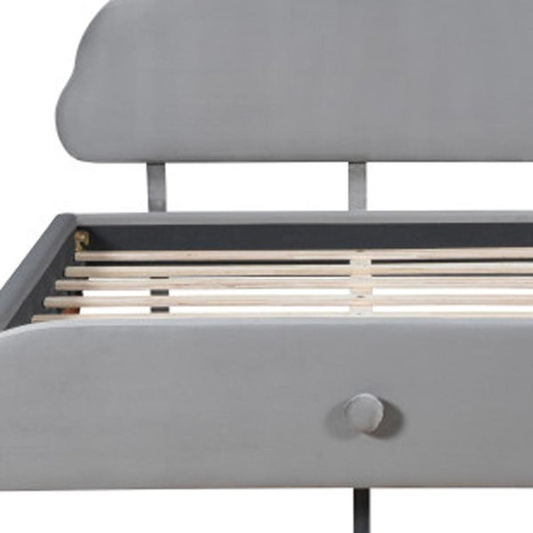 HomeRoots Gray Tufted Upholstered Full Bed Frame - Modern Comfort, Stylish Design, Durable Support for Any Décor 590402