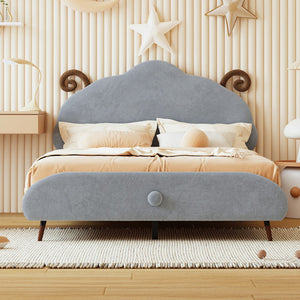 HomeRoots Gray Tufted Upholstered Full Bed Frame - Modern Comfort, Stylish Design, Durable Support for Any Décor 590402