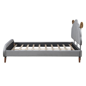 HomeRoots Gray Tufted Upholstered Full Bed Frame - Modern Comfort, Stylish Design, Durable Support for Any Décor 590402