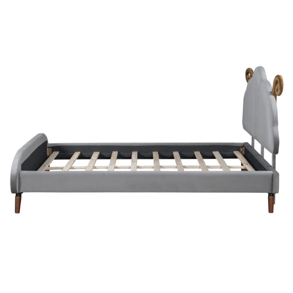 HomeRoots Gray Tufted Upholstered Full Bed Frame - Modern Comfort, Stylish Design, Durable Support for Any Décor 590402