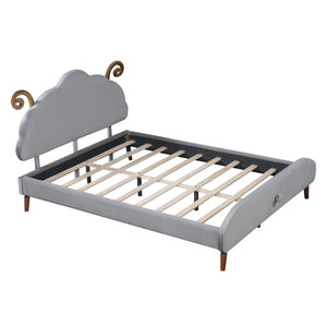 HomeRoots Gray Tufted Upholstered Full Bed Frame - Modern Comfort, Stylish Design, Durable Support for Any Décor 590402