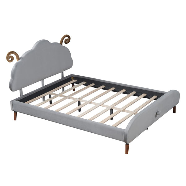HomeRoots Gray Tufted Upholstered Full Bed Frame - Modern Comfort, Stylish Design, Durable Support for Any Décor 590402