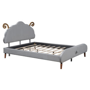 HomeRoots Gray Tufted Upholstered Full Bed Frame - Modern Comfort, Stylish Design, Durable Support for Any Décor 590402