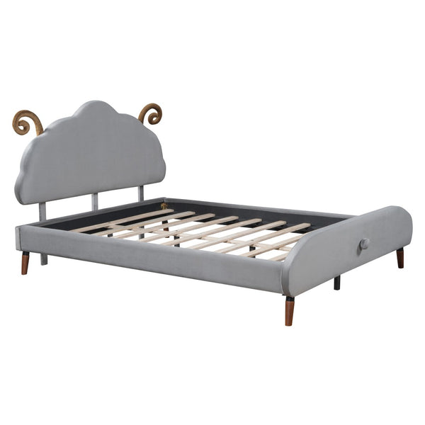 HomeRoots Gray Tufted Upholstered Full Bed Frame - Modern Comfort, Stylish Design, Durable Support for Any Décor 590402