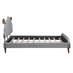 HomeRoots Gray Tufted Upholstered Full Bed Frame - Modern Comfort, Stylish Design, Durable Support for Any Décor 590402