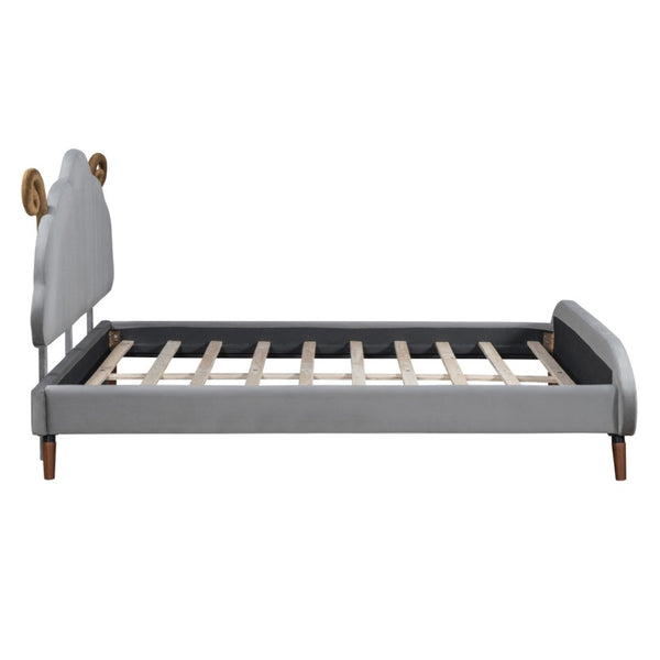 HomeRoots Gray Tufted Upholstered Full Bed Frame - Modern Comfort, Stylish Design, Durable Support for Any Décor 590402