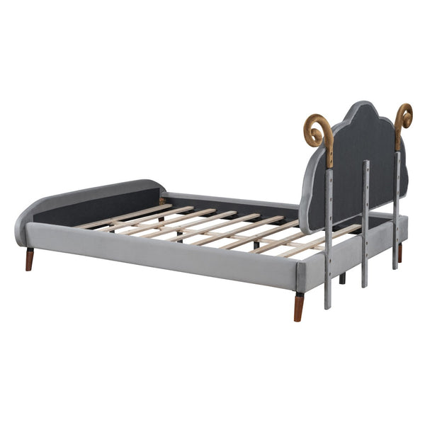 HomeRoots Gray Tufted Upholstered Full Bed Frame - Modern Comfort, Stylish Design, Durable Support for Any Décor 590402