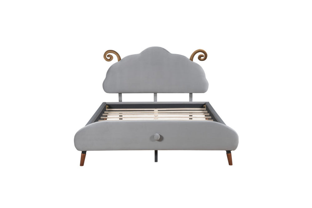 HomeRoots Gray Tufted Upholstered Full Bed Frame - Modern Comfort, Stylish Design, Durable Support for Any Décor 590402