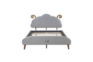 HomeRoots Gray Tufted Upholstered Full Bed Frame - Modern Comfort, Stylish Design, Durable Support for Any Décor 590402