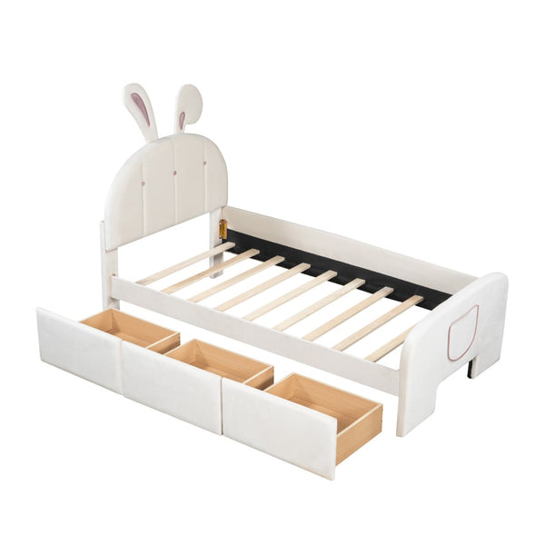 HomeRoots Beige Tufted Upholstered Twin Bed Frame - Elegant Design, Cozy Comfort, Durable Support for Your Bedroom 590406