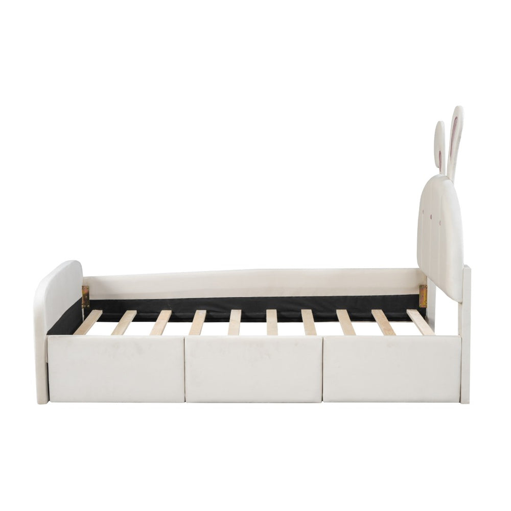 HomeRoots Beige Tufted Upholstered Twin Bed Frame - Elegant Design, Cozy Comfort, Durable Support for Your Bedroom 590406