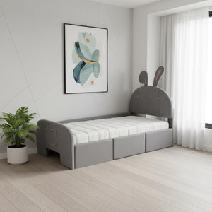 HomeRoots Gray Tufted Upholstered Twin Bed Frame – Modern Design, Sturdy Support, No Box Spring Needed, 300 lb Capacity 590407