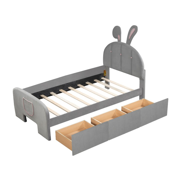 HomeRoots Gray Tufted Upholstered Twin Bed Frame – Modern Design, Sturdy Support, No Box Spring Needed, 300 lb Capacity 590407