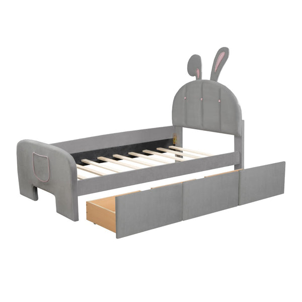 HomeRoots Gray Tufted Upholstered Twin Bed Frame – Modern Design, Sturdy Support, No Box Spring Needed, 300 lb Capacity 590407