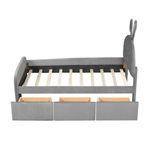 HomeRoots Gray Tufted Upholstered Twin Bed Frame – Modern Design, Sturdy Support, No Box Spring Needed, 300 lb Capacity 590407