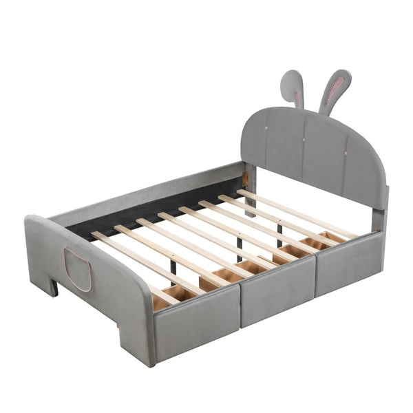 HomeRoots Gray Tufted Upholstered Full Bed Frame - Modern Design, Durable Support, Cozy Aesthetic for Your Bedroom 590409