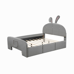 HomeRoots Gray Tufted Upholstered Full Bed Frame - Modern Design, Durable Support, Cozy Aesthetic for Your Bedroom 590409