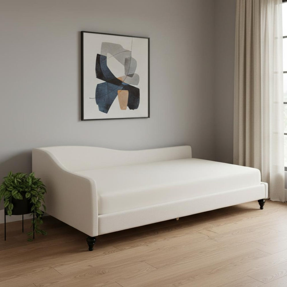 HomeRoots Beige Tufted Upholstered Twin Day Bed - Stylish Multi-Functional Furniture for Comfort & Elegance 590410
