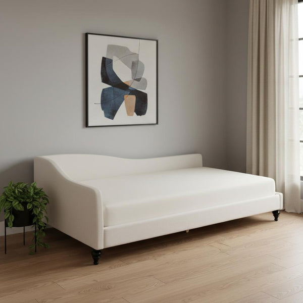 HomeRoots Beige Tufted Upholstered Twin Day Bed - Stylish Multi-Functional Furniture for Comfort & Elegance 590410
