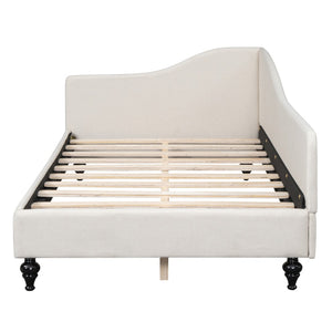 HomeRoots Beige Tufted Upholstered Twin Day Bed - Stylish Multi-Functional Furniture for Comfort & Elegance 590410