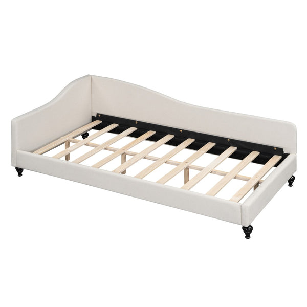 HomeRoots Beige Tufted Upholstered Twin Day Bed - Stylish Multi-Functional Furniture for Comfort & Elegance 590410