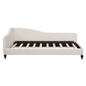 HomeRoots Beige Tufted Upholstered Twin Day Bed - Stylish Multi-Functional Furniture for Comfort & Elegance 590410