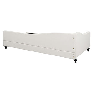 HomeRoots Beige Tufted Upholstered Twin Day Bed - Stylish Multi-Functional Furniture for Comfort & Elegance 590410