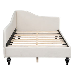 HomeRoots Beige Tufted Upholstered Twin Day Bed - Stylish Multi-Functional Furniture for Comfort & Elegance 590410
