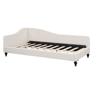 HomeRoots Beige Tufted Upholstered Twin Day Bed - Stylish Multi-Functional Furniture for Comfort & Elegance 590410