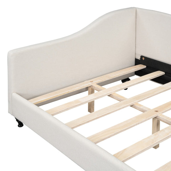 HomeRoots Beige Tufted Upholstered Twin Day Bed - Stylish Multi-Functional Furniture for Comfort & Elegance 590410