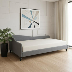 HomeRoots Gray Tufted Upholstered Twin Day Bed – Elegant Multi-Functional Design for Cozy Living Spaces 590411