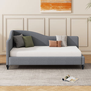 HomeRoots Gray Tufted Upholstered Twin Day Bed – Elegant Multi-Functional Design for Cozy Living Spaces 590411