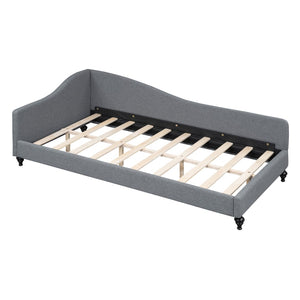 HomeRoots Gray Tufted Upholstered Twin Day Bed – Elegant Multi-Functional Design for Cozy Living Spaces 590411
