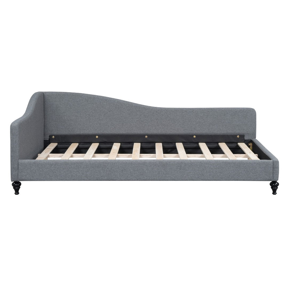 HomeRoots Gray Tufted Upholstered Twin Day Bed – Elegant Multi-Functional Design for Cozy Living Spaces 590411