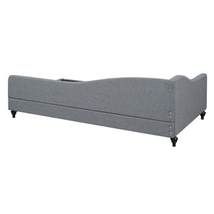 HomeRoots Gray Tufted Upholstered Twin Day Bed – Elegant Multi-Functional Design for Cozy Living Spaces 590411