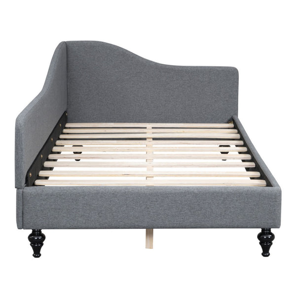 HomeRoots Gray Tufted Upholstered Twin Day Bed – Elegant Multi-Functional Design for Cozy Living Spaces 590411