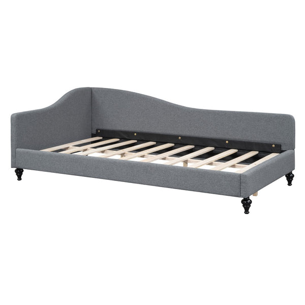 HomeRoots Gray Tufted Upholstered Twin Day Bed – Elegant Multi-Functional Design for Cozy Living Spaces 590411