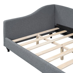 HomeRoots Gray Tufted Upholstered Twin Day Bed – Elegant Multi-Functional Design for Cozy Living Spaces 590411