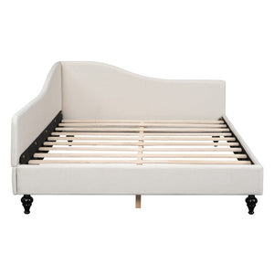HomeRoots Beige Tufted Upholstered Full Day Bed - Versatile Seating & Sleeping Solution for Any Space 590412