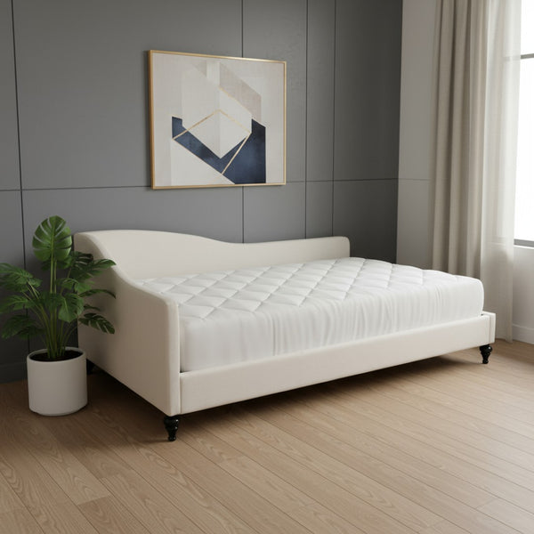 HomeRoots Beige Tufted Upholstered Full Day Bed - Versatile Seating & Sleeping Solution for Any Space 590412