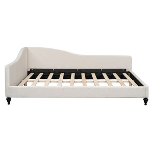 HomeRoots Beige Tufted Upholstered Full Day Bed - Versatile Seating & Sleeping Solution for Any Space 590412