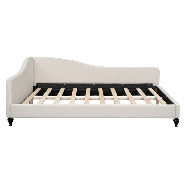 HomeRoots Beige Tufted Upholstered Full Day Bed - Versatile Seating & Sleeping Solution for Any Space 590412