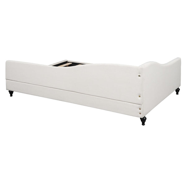HomeRoots Beige Tufted Upholstered Full Day Bed - Versatile Seating & Sleeping Solution for Any Space 590412